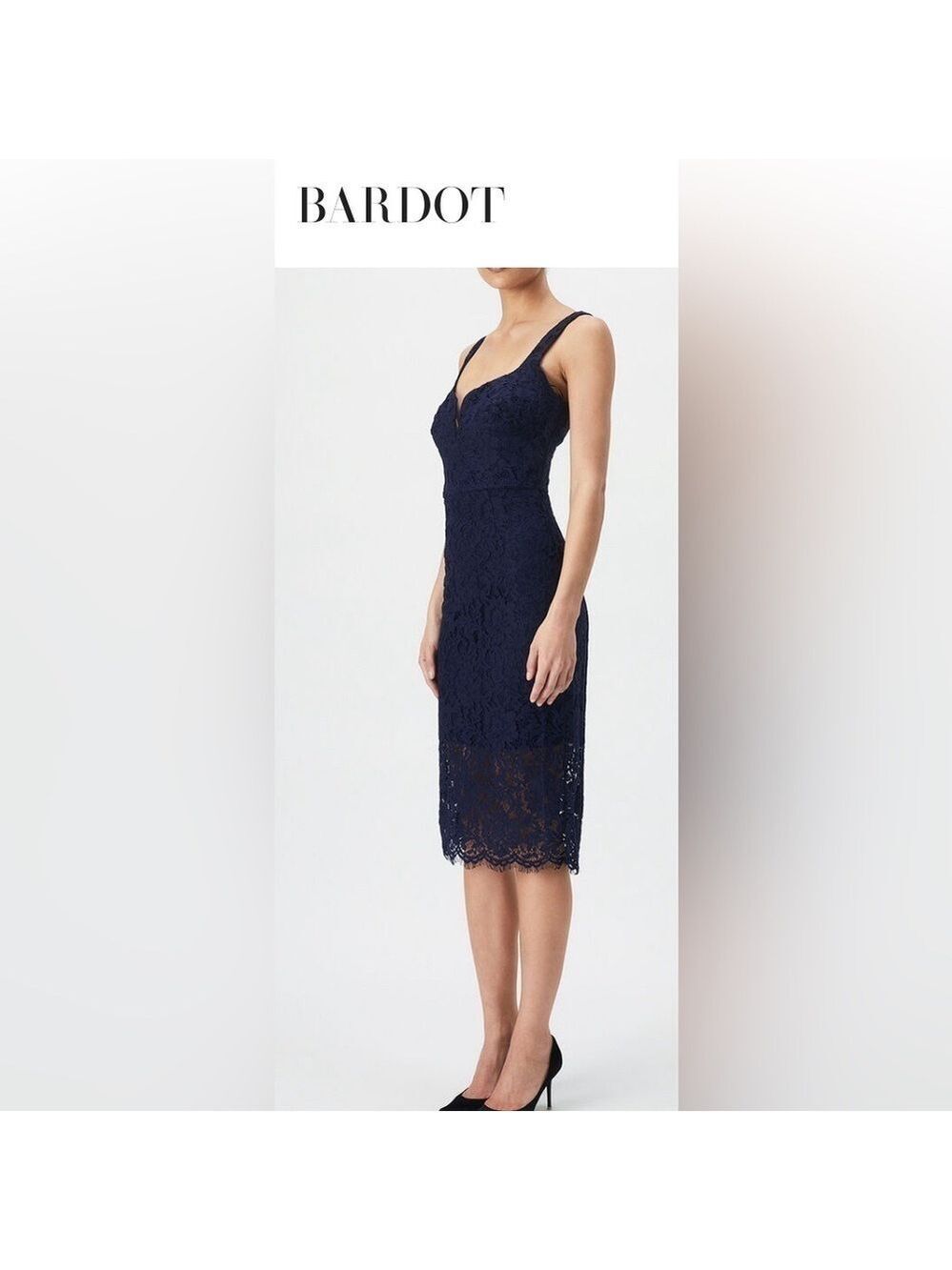 BARDOT Plus Size Adeline Midi Dress In Navy Lace size XXL W12 Figure Flattering!